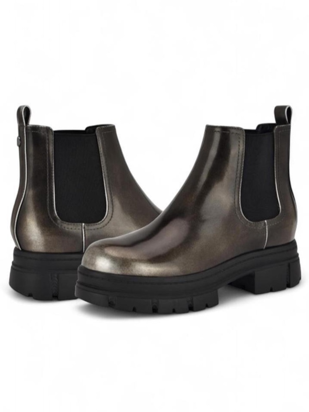 Chelsea Lug Boot in Metallic Gunmetal Women Nine West Women's Kimma